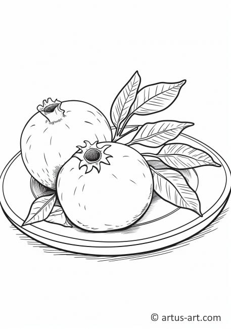 Granatapfel mit einem Teller Ausmalbild
